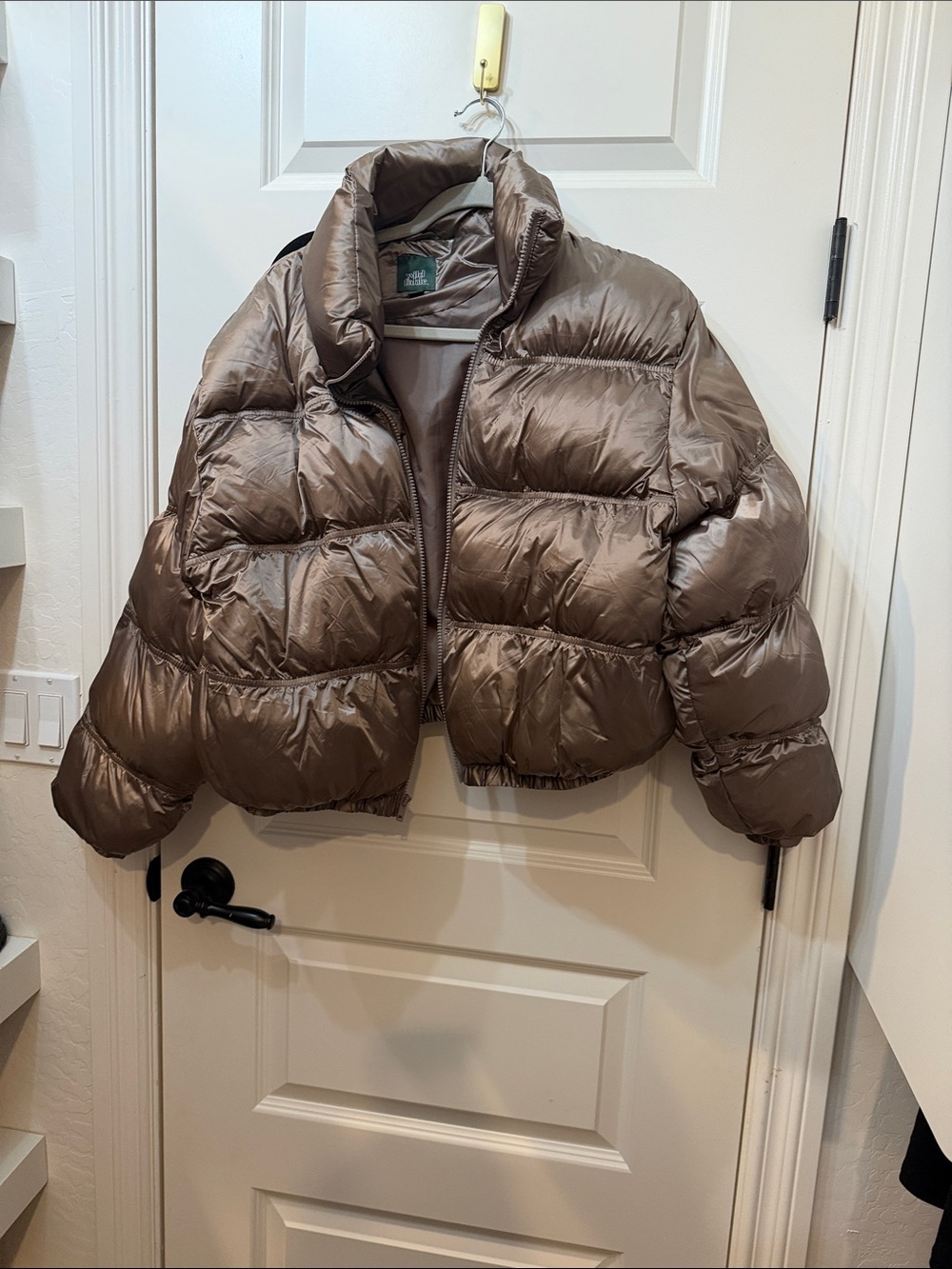 Puffer Jacket in Metallic Taupe